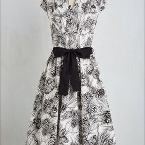 ModCloth Pinecones Capped Sleeves Dress